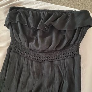 Strapless black sundress, long